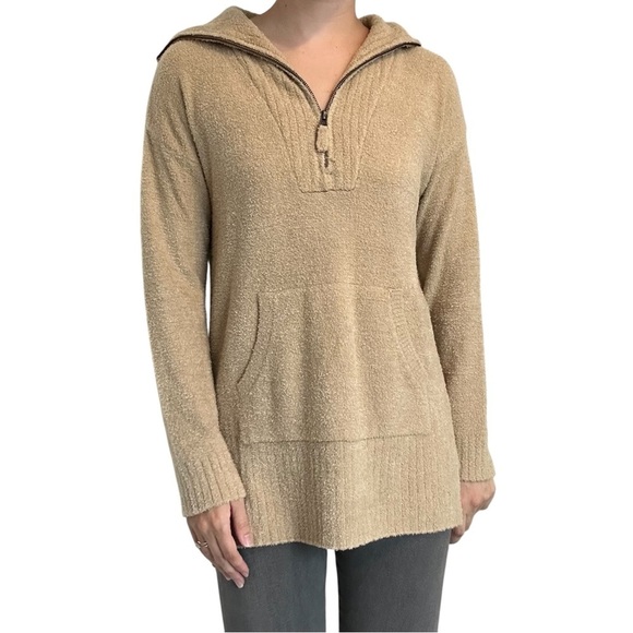 Barefoot Dreams Sweater Quarter Zip Soft Lounge Brown Collar Size Extra Small - Picture 7 of 7